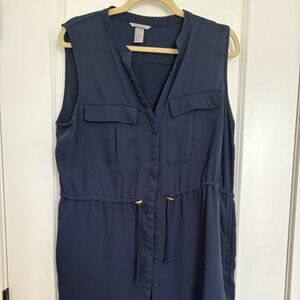 H&M Button Down Cinch Waist Dress, Size 14
